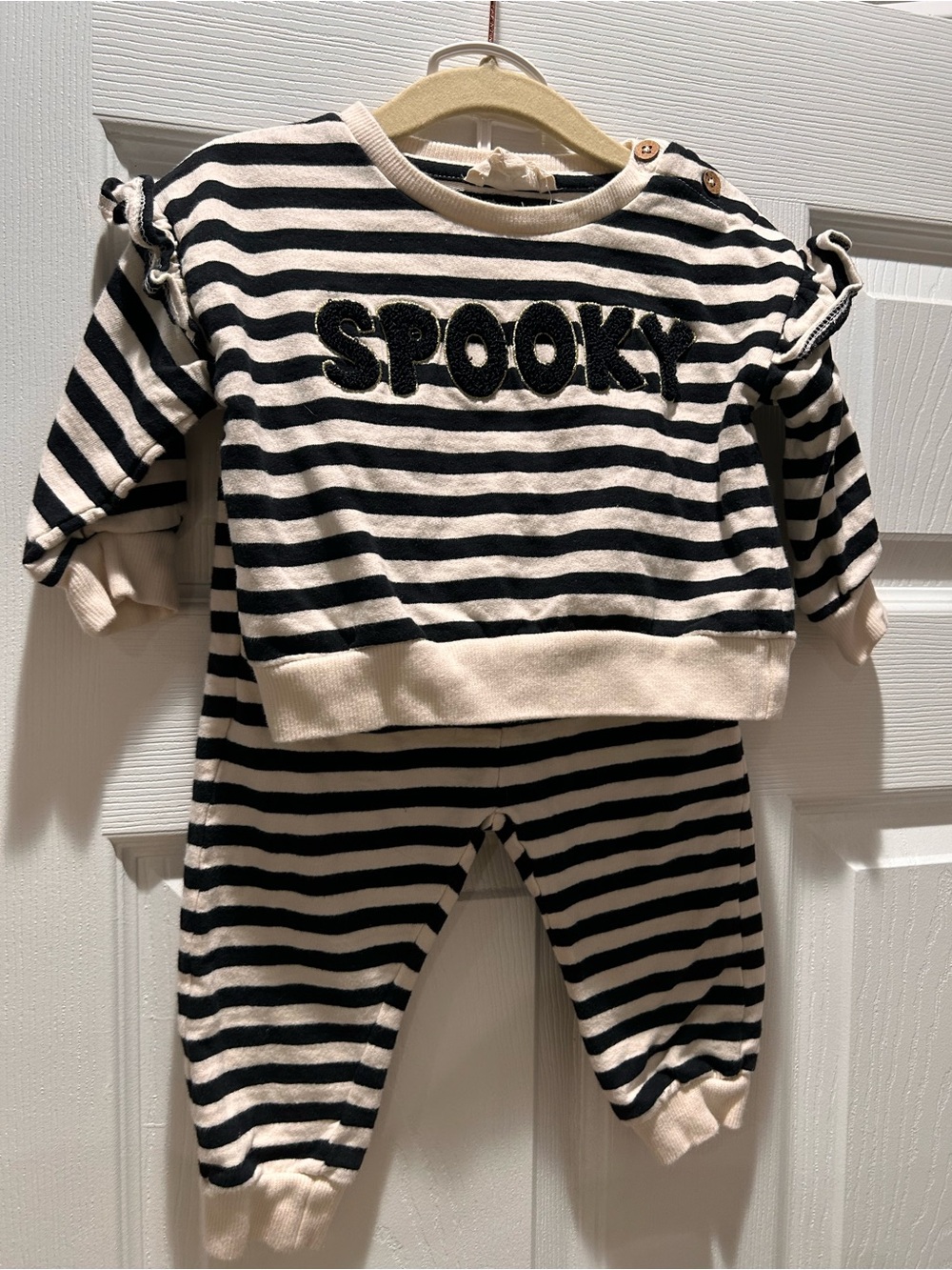 Halloween Spooky Black & Cream Striped Kids Set